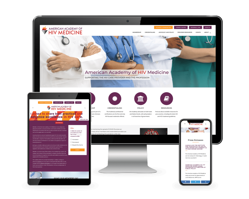 American Academy HIV Medicine website design by Keybridge Web, the best web design company in Washington DC