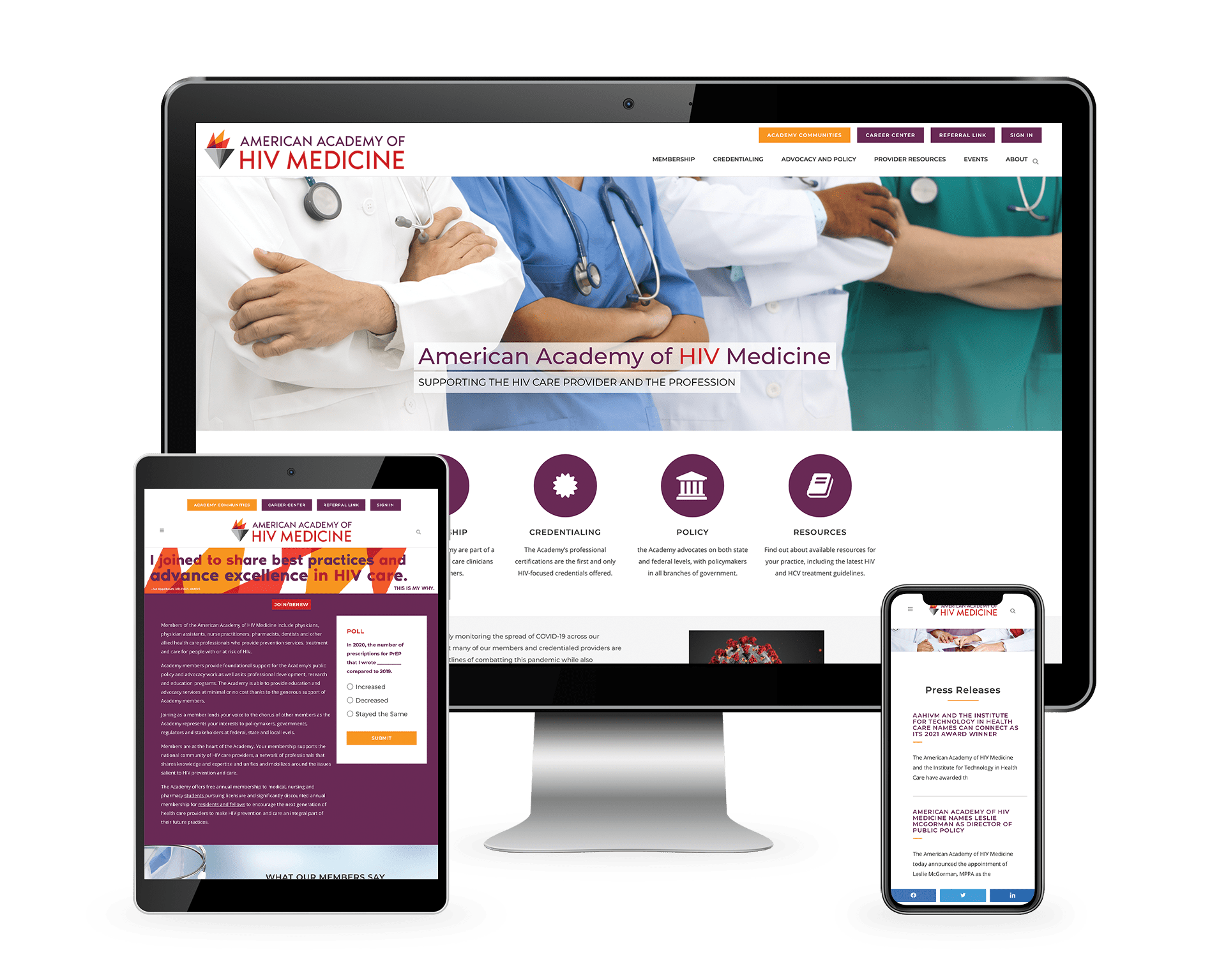 American Academy HIV Medicine website design by Keybridge Web, the best web design company in Washington DC
