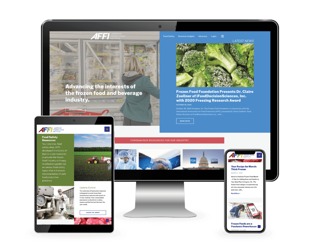American Frozen Food Institute (AFFI) website design by Keybridge Web, the best web design company in Washington DC