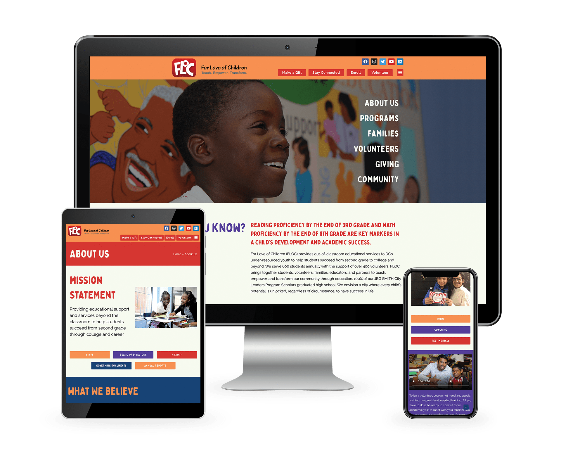 For Love of Children website design by Keybridge Web, the best web design company in Washington DC